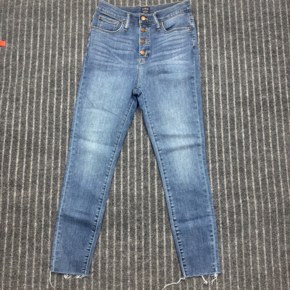 J.Crew Womens High-Rise Skinny Jeans Size 28 Blue Exposed Button Fly Raw Hem